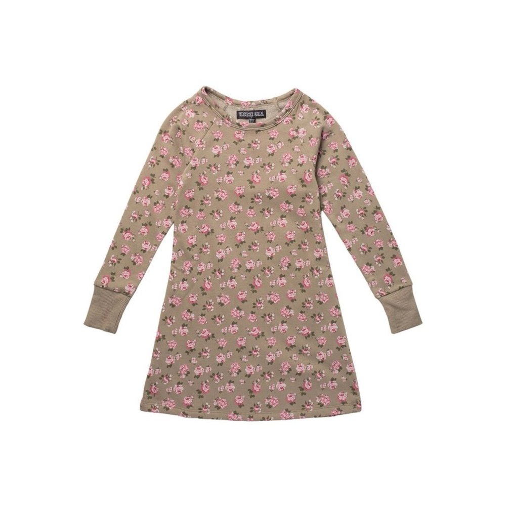TRIXXI Long Sleeve Floral Print Fleece Dress NEW